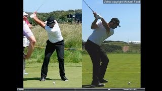 Jon Rahm golf swing  Long Iron faceon amp downtheline July 2017 [upl. by Isyak]