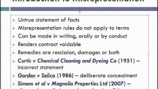 Misrepresentation Lecture 1 of 4 [upl. by Ebby]